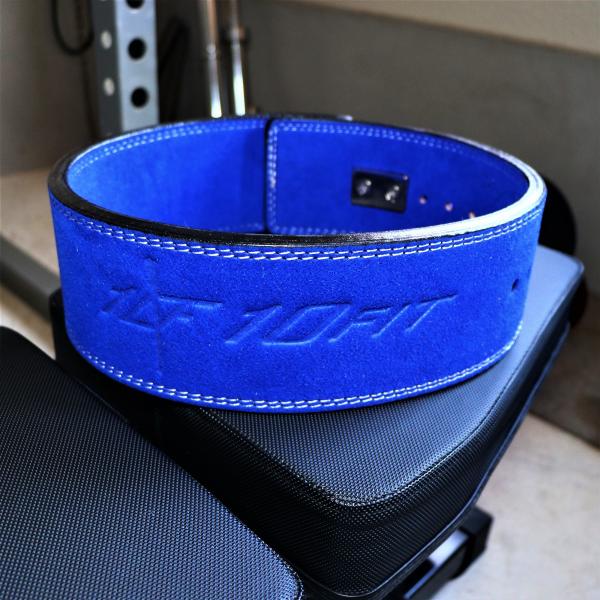 レバーアクションベルト パワーベルト リフティングベルト 青 スエード レザー 筋トレ 10FIT ...