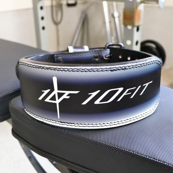 トレーニングベルト パワーベルト リフティングベルト ブラック ホワイト レザー 筋トレ 10FIT...