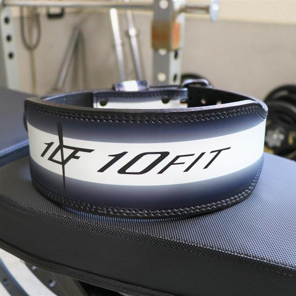 トレーニングベルト パワーベルト リフティングベルト ホワイト ブラック レザー 筋トレ 10FIT...