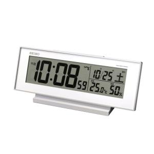 セイコー クロック 目覚まし時計 常時点灯 電波 デジタル カレンダー 温度 湿度 表示 夜でも見える 白 SQ762W SEIKO｜110110-3