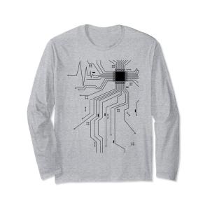コンピューター科学者プログラマー CPU ハートボード 面白いオタク 長袖Tシャツ｜110110-3