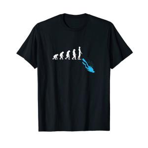スキューバ ダイビング 体験ダイバー 海 海洋 ダイビング ライセン ス 面白い 人的 進化 Tシャツ｜110110-3