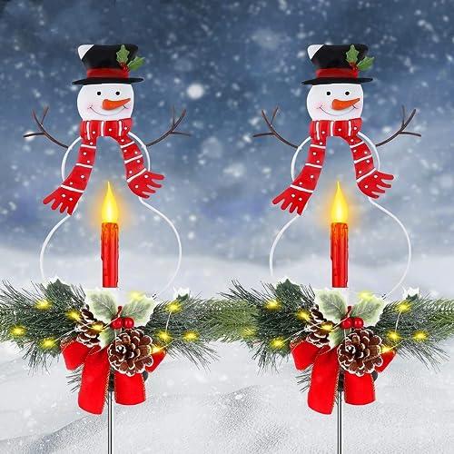 SHANHE クリスマス 飾り ガーデンライト ソーラーライト 雪だるま ガーデン 2個セット IP...