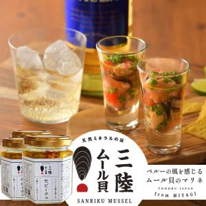 ムール貝 三陸ムール貝のセビーチェ 95g×3個 瓶詰め さっぱりスパイシー マリネ 宮城県産 ムールガイ［ 父の日 ギフト 2024］｜1123