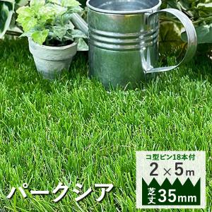 人工芝 幅2m ロール 2m×5m 芝丈35mm 固定ピン18本つき パークシア 庭 人工芝生 2m ガーデニング 人工芝マット diy