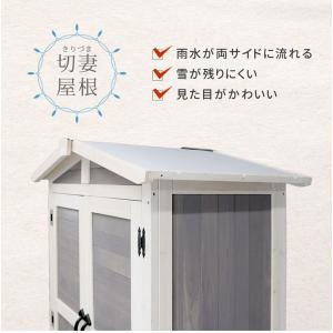 物置 木製 三角屋根収納庫 ダークグリーン 高...の詳細画像3