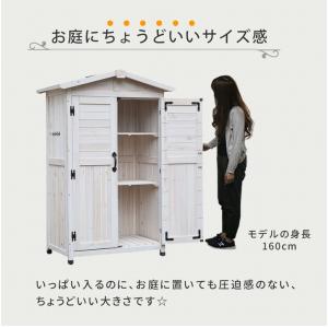 物置 木製 三角屋根収納庫 ダークグリーン 高...の詳細画像5