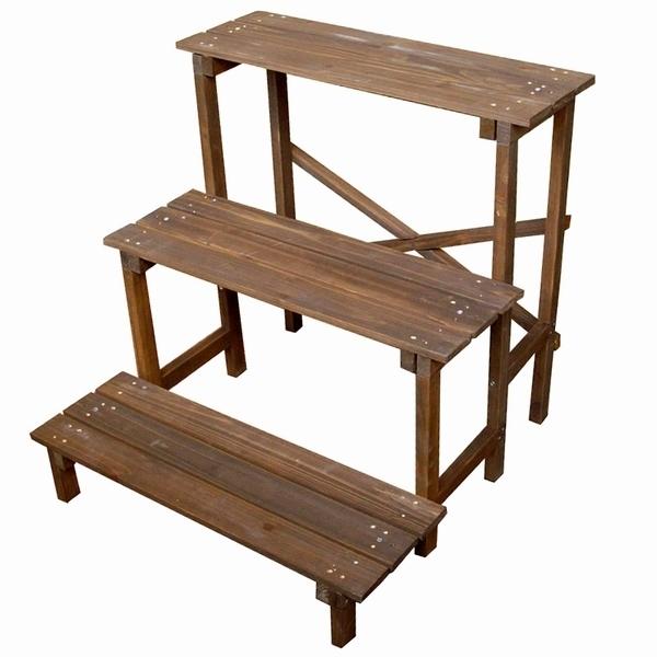 フラワースタンド 木製 幅80cm 3段 ダークブラウン (JSFS3-800DBR) ※北海道＋3...