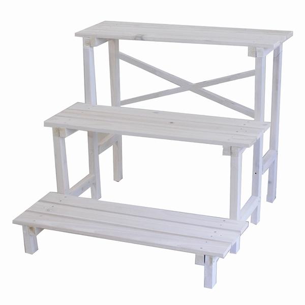 フラワースタンド 幅80cm 3段 ホワイト (JSFS3-800WH) 花台 ※北海道＋3000円