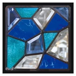 ステンドグラス 一部鏡面ガラス (SH-D38) 200×200×18mm デザイン 花