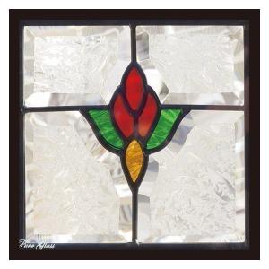 ステンドグラス 一部鏡面ガラス (SH-D38) 200×200×18mm デザイン 花