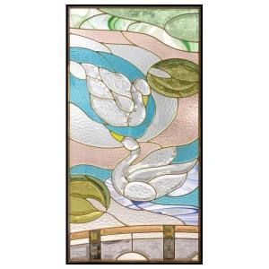 ステンドグラス 一部鏡面ガラス (SH-D38) 200×200×18mm デザイン 花