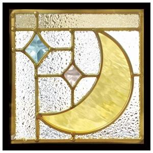 ステンドグラス (SH-D45) 200×200×18mm 月 デザイン ピュアグラス