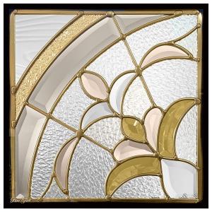 ステンドグラス (SH-D30) 200×200×18mm デザイン 花 ピュアグラス D