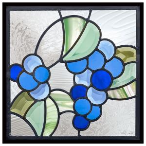 ステンドグラス 一部鏡面ガラス (SH-D38) 200×200×18mm デザイン 花