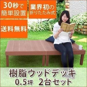 ウッドデッキ 樹脂 人工木 縁台 2点セット 0.5坪 30秒で組み立て カルパティア・コンパクト