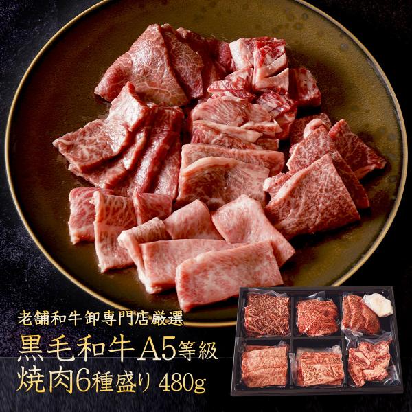 焼肉 セット 食べ比べ 老舗和牛専門卸厳選 黒毛和牛 A5等級 焼肉 6種盛 480g サーロイン ...