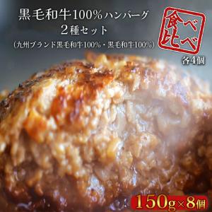 和牛 ハンバーグ 肉 食べ比べ 九州ブランド黒毛和牛プレミアムハンバーグ＆黒毛和牛100%手作りハンバーグ食くらべセット 送料無料