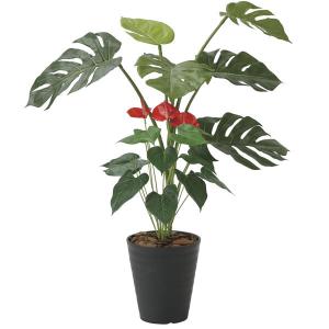 光の楽園 モンステラ&amp;アンスリューム95 203H140 アートグリーン 人工観葉植物 光触媒