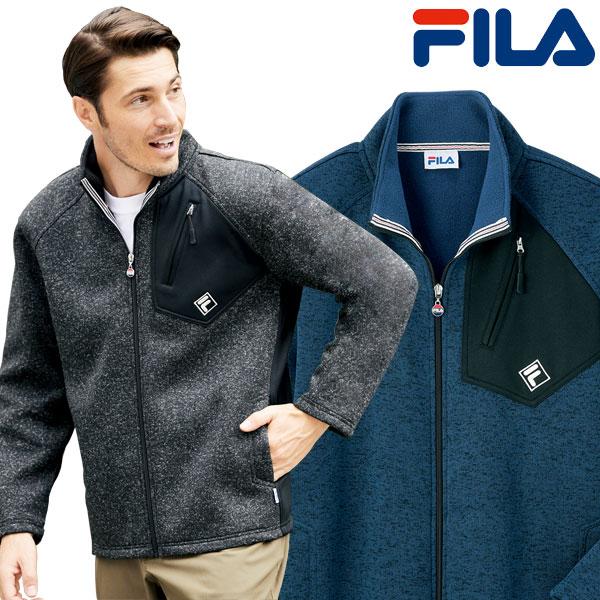 FILA フィラ 防風ニットフリースブルゾン フリース素材 暖かいポケット 両脇ストレッチ素材 メン...