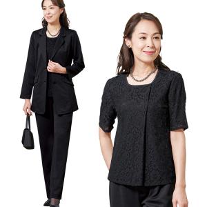 フォーマルチュニックパンツスーツ 4L・5L 選べる股下 Aライン