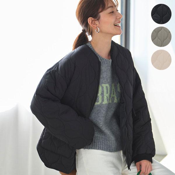 ノーカラーひょうたんキルティングコートジャケット カジュアルコーデ 秋冬春 レディース 婦人服 98...