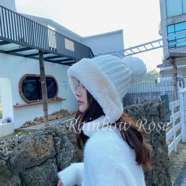 帽子 レディース ニット帽 ハット もこもこ 暖かい かわいい 裹起毛 韓国風 秋 冬 学生 彼女 ...