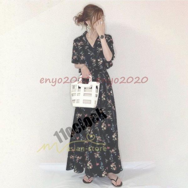 ロングワンピース ワンピース ロングワンピ レディース マキシ丈 ワンピ 花柄 カジュアル 通勤通学...