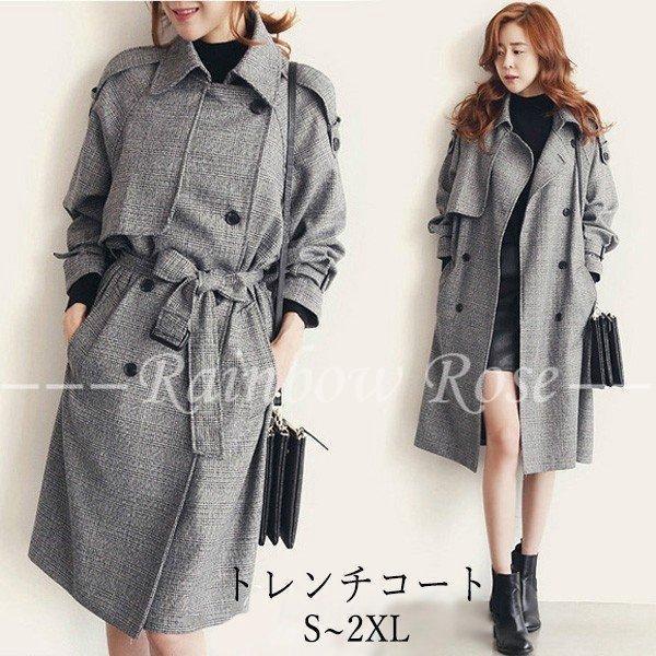トレンチコート レディース 新作 スプリングコート ロング丈トレンチコート 体型カバー ゆったり カ...
