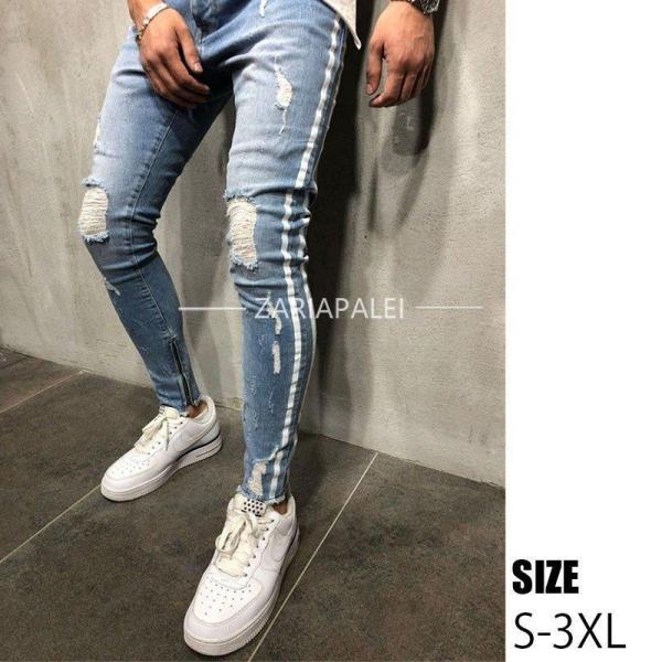 デニム チノパン コットンパンツ メンズ ジーンズ ストレート ローライズ ダメージ ジーパン 大き...