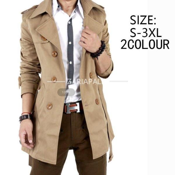 トレンチコート メンズ ロングコート 秋 冬 コート 春 ロング スリム?