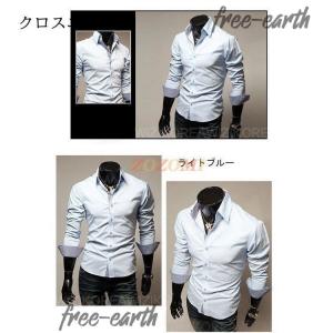 シャツ メンズ Tシャツ 長袖 開襟 ワイシャ...の詳細画像3
