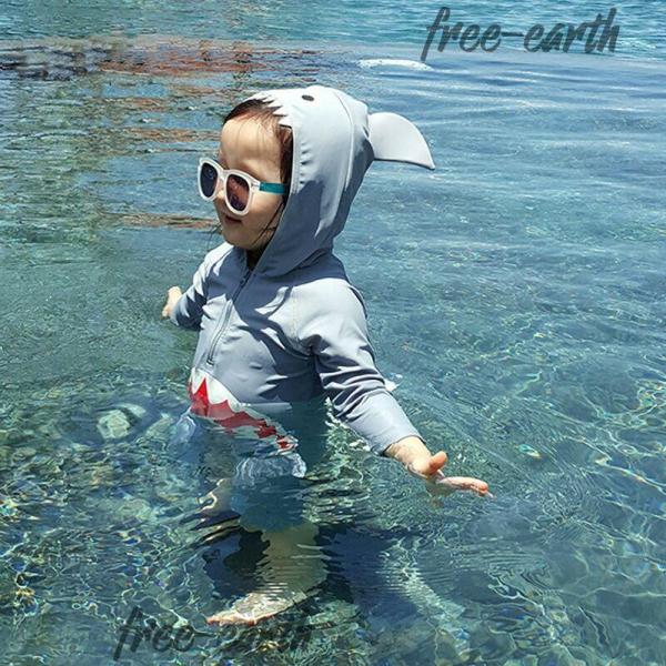 子供水着 80~130cm boy 長袖 キャップ付き 恐竜 キッズ 子供 オールインワン ロンパー...