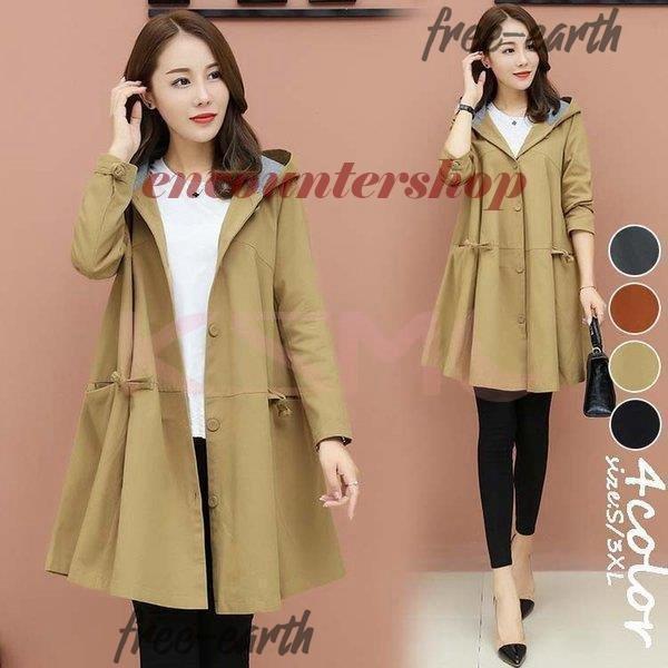 トレンチコート レディース ロングコート スプリングコート 春コート 4色 ライトアウター 春 秋 ...