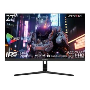 27インチ ワイドゲーミングモニター(1920x1080/IPS/240Hz/DPx1/HDMIx2/スピーカー/チルト/非光沢) JN-I27FR240-N｜123mk