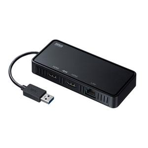 USB3.1-HDMIディスプレイアダプタ(4K対応・ 2出力・LAN-ポート付き) USB-CVU3HD3｜123mk