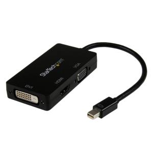 Mini DisplayPort接続トラベルA/Vアダプタ 3イン1 ミニディスプレイポートMini DP - VGA/ DVI/ HDMI変換アダプタ 1920x1200/ 1080p ブラック MDP2VGDVHD｜123mk