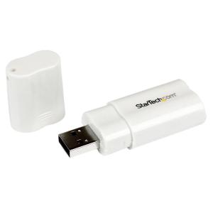 USBオーディオ変換アダプタ USB 2.0 外付けサウンドカード 1x USB A (オス)ー2x 3.5mmミニジャック (メス) ホワイト ICUSBAUDIO｜123mk