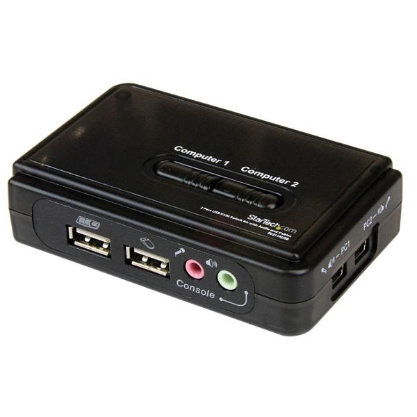 2ポートUSB接続KVMスイッチ(オーディオ対応/ケーブル付属) 2台用PCパソコン/CPU切替器(...