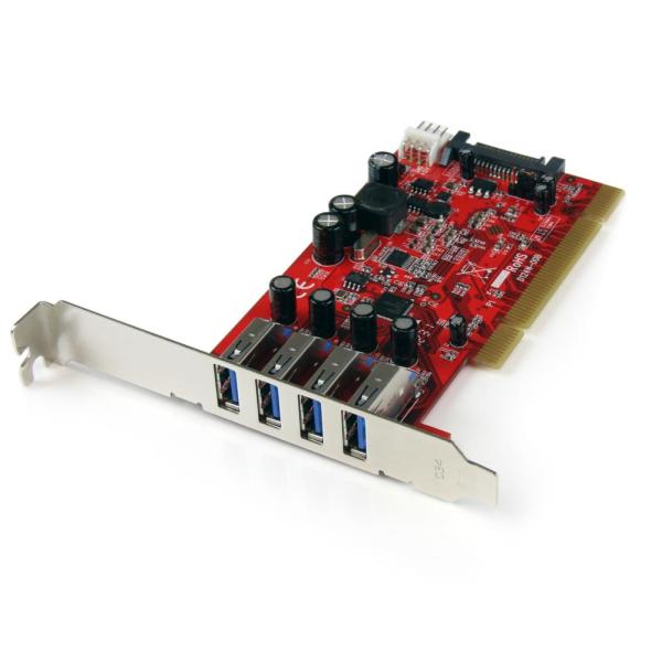SuperSpeed USB 3.0 4ポート増設PCIカード SATA電源コネクタ搭載 最大900...