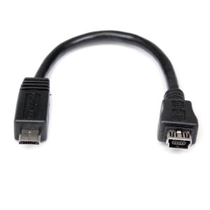 15cm Micro USB - Mini USB 変換アダプタケーブル マイクロUSB(オス) - ミニUSB(メス) UUSBMUSBMF6｜123mk
