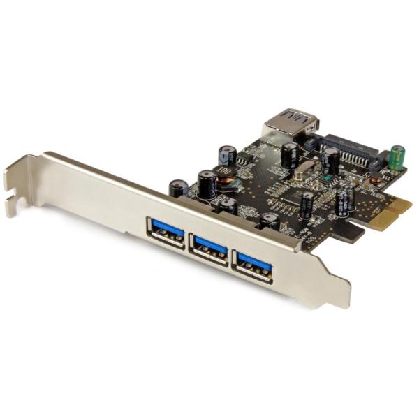USB 3.0 4ポート増設 PCI Expressカード 外部ポート x3/ 内部ポート x1搭載...