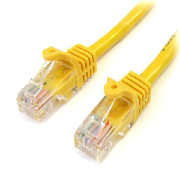 1m カテゴリー5e LANケーブル イエロー RJ45コネクタ(ツメ折れ防止カバー付き) イーサネ...