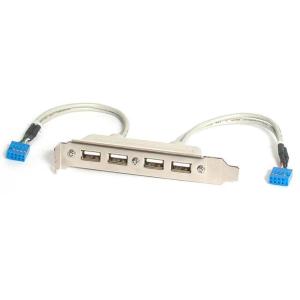 マザーボードピンヘッダー接続USB 4ポート増設変換アダプタケーブル PCケース用 4x USB A/メス - 2x IDC(10ピン)/メス USBPLATE4｜123mk