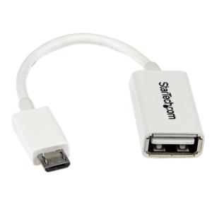 12cm Micro USB OTG変換アダプタ ホワイト マイクロUSBホストケーブル USB A メス - USB Micro-B オス UUSBOTGW｜123mk
