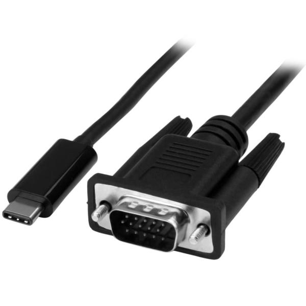 USB-C-VGA ケーブル/2m/1080p/アクティブ変換/Thunderbolt 3互換/ブラ...