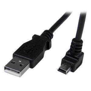 2m USB 2.0 ケーブル タイプA (オス) - ミニB/ L型下向き (オス) ブラック USBAMB2MD｜123mk