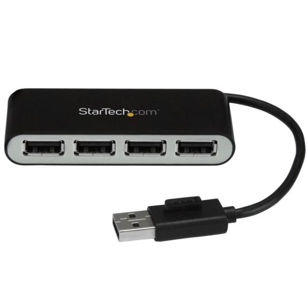 4ポートUSB 2.0ハブ 本体一体型ケーブル付き コンパクトミニUSBハブ バスパワー対応 ST4...