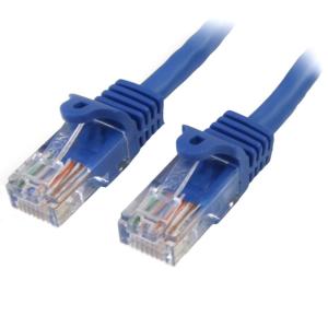 0.5m カテゴリー5e LANケーブル ブルー RJ45コネクタ(ツメ折れ防止カバー付き) イーサネット対応Cat5e UTPケーブル 45PAT50CMBL｜123mk