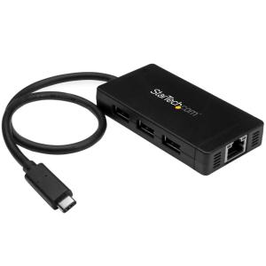 USB Type-C接続3ポートUSB 3.0ハブ/ 1ポートギガビット有線LANアダプタ (ACアダプタ付属) USB-C - 3x USB-A / 1x RJ45 GbE HB30C3A1GE｜123mk